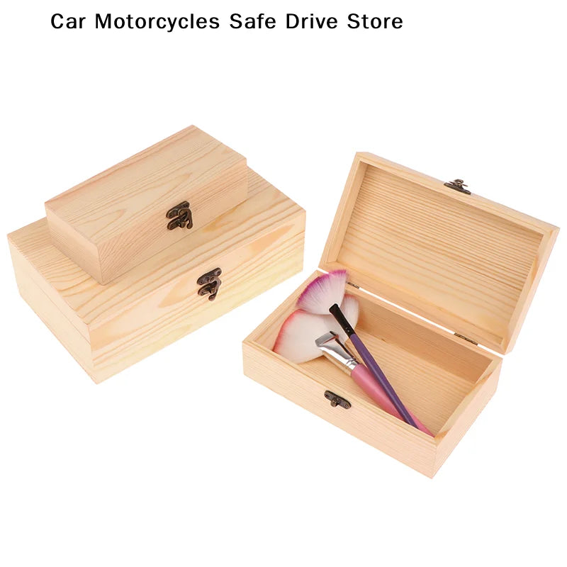 Retro Rectangular Wooden Storage Box Organizer Wood Case Simple