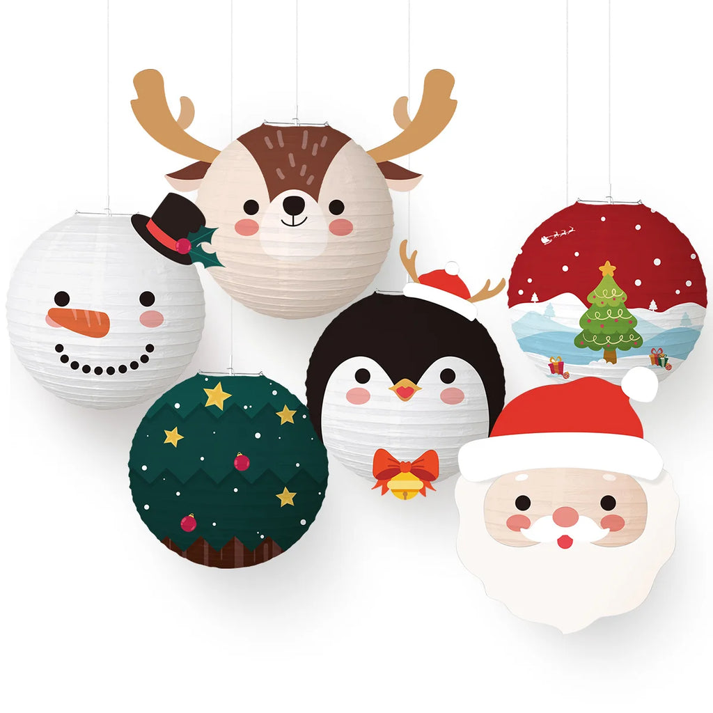6-piece Christmas Paper Lantern DIY Decoration Lanterns Cartoon