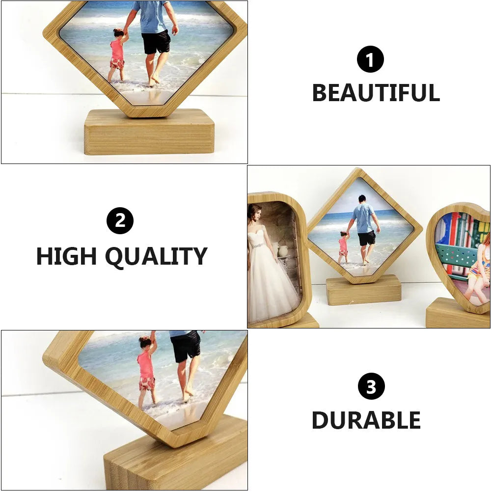 Bamboo Picture Frame Desktop Photo Decor Wear Resistant Compact Home