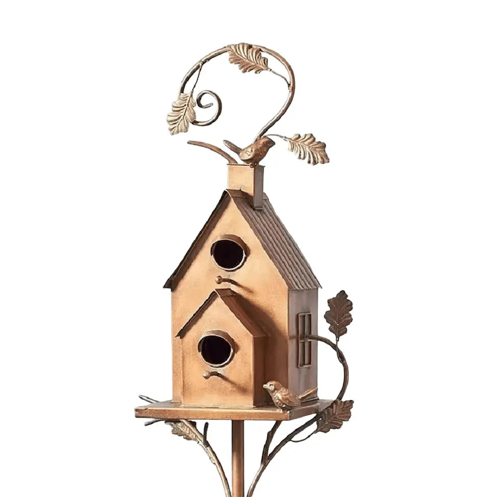 Birdhouse Garden Stakes Outdoor Decor Metal Bird House Art Crafts Zpaxo C