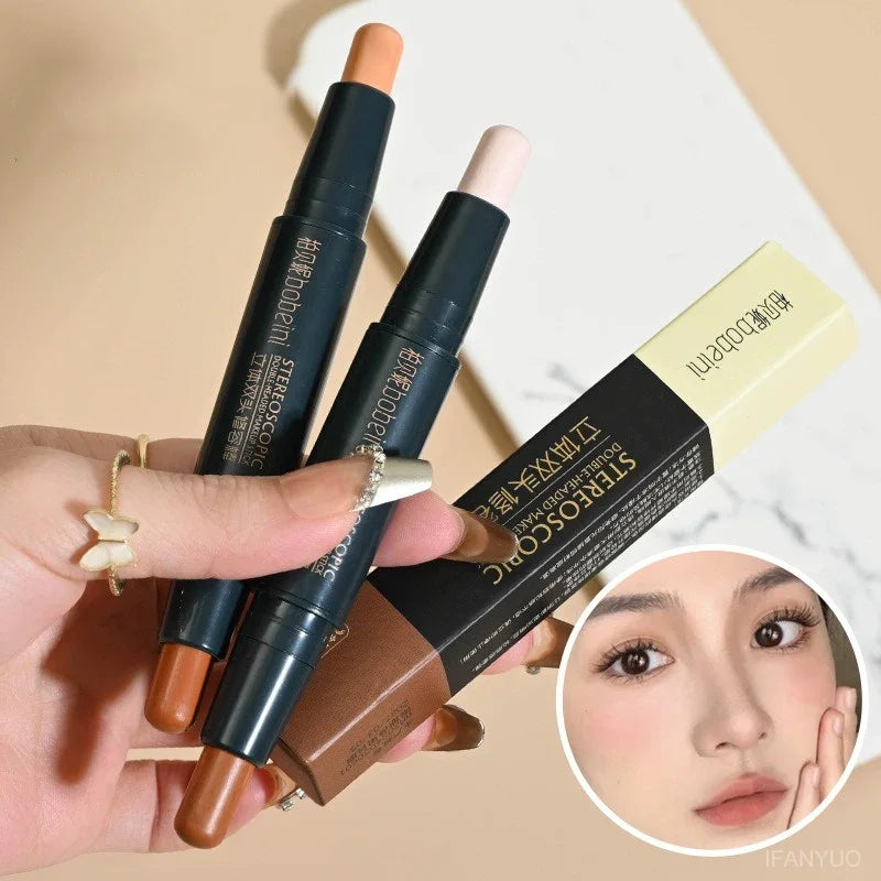 Double-ended Dual-purpose High-light Trimming Stick Three-dimensional Contour Nose Shadow Facial Shape Brighten and Trimming Zpaxo