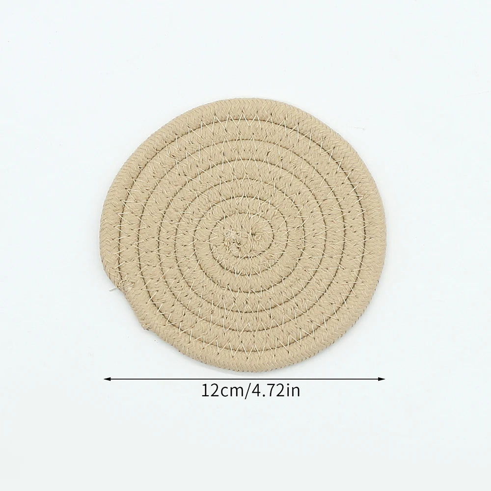 1PC Cotton Thread Cup Mat 12cm Round Coaster Knitting Table Mat Pot Holder Coffee Drink Tea Cup Woven Anti-Scalding Mat Zpaxo O