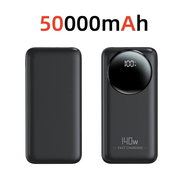 5000000mAh Power Bank 140W Super Fast Charging Powerbank Portable External Battery Charger for iPhone Huawei Samsung Zpaxo Black 50000mAh Above 100000mAh