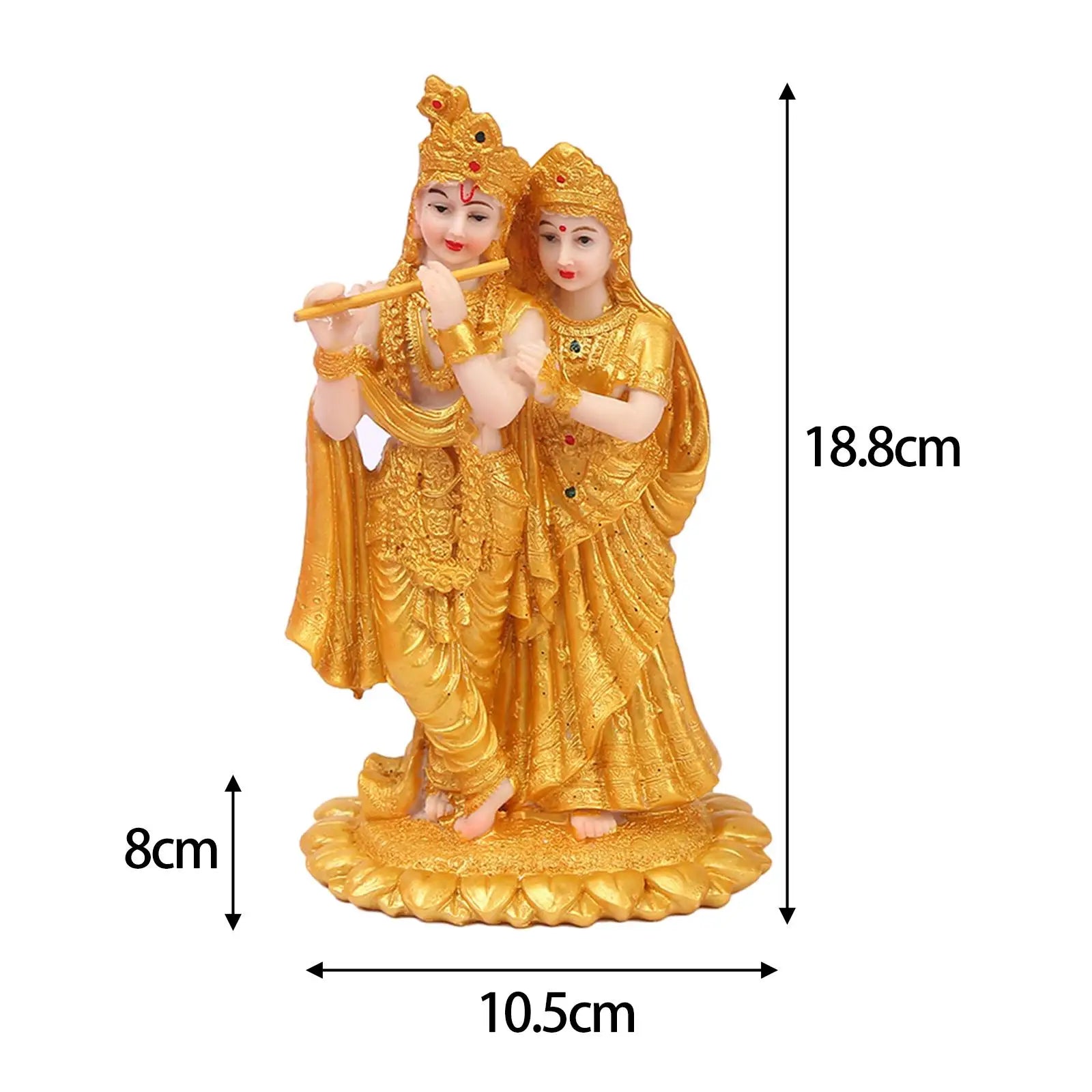 Radha Krishna Figurine Statue – 7.4" Hindu Resin Idol Decor Religious Figurine Zpaxo