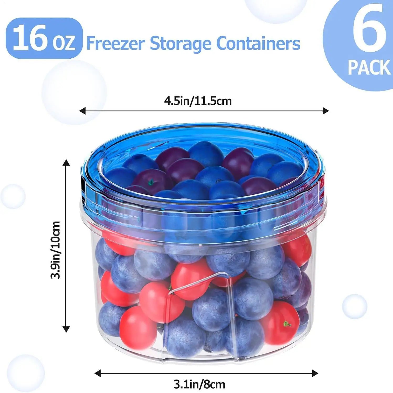Freezer Containers Airtight Lids Stackable Round Food Storage