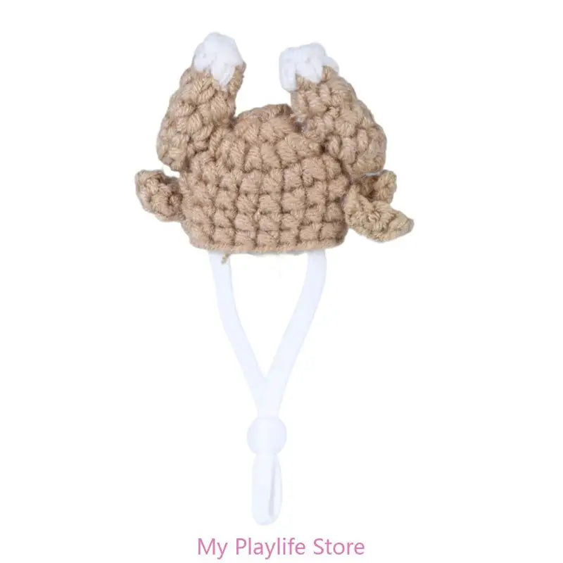 Handmade Crochet Small Pet Hat Adjustable Neckstrap Hamster Cartoon Zpaxo 11