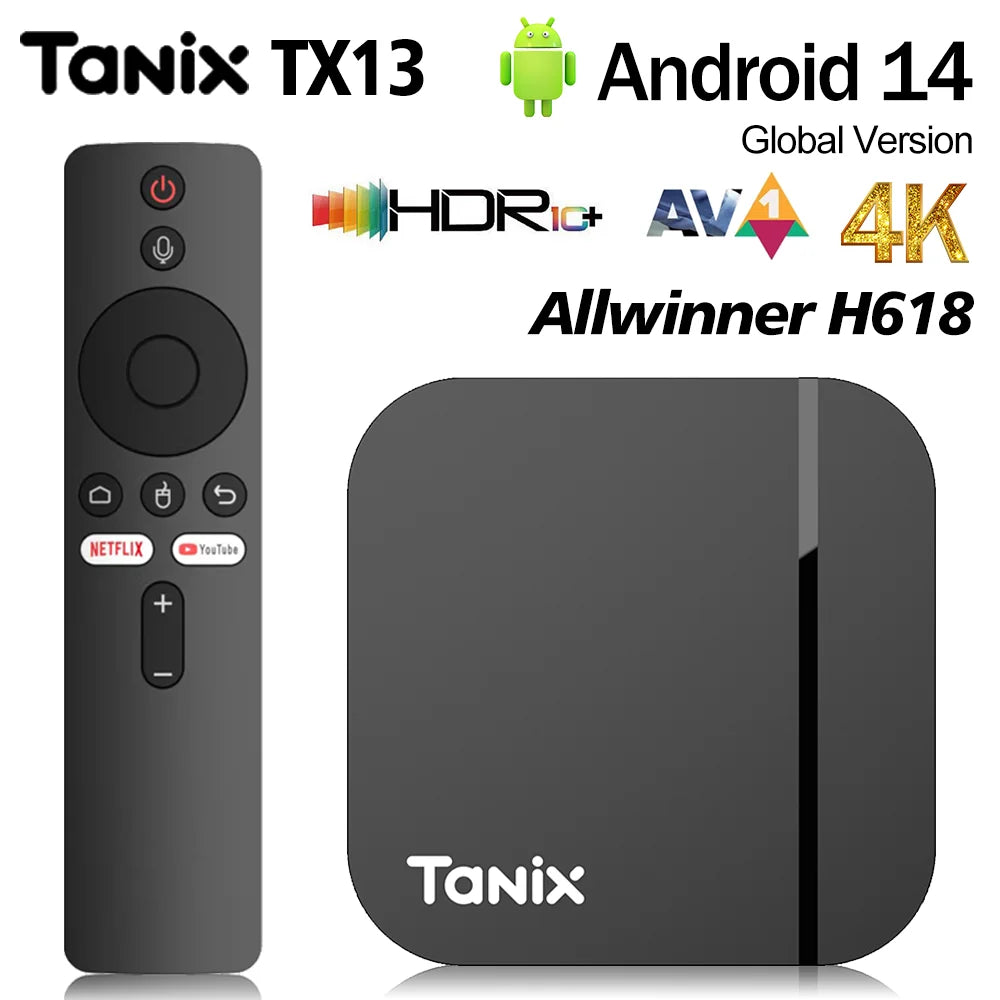 Tanix TX13 TV Box Dual Wifi 4K HDR Android14 Allwinner H618 Quad Core Zpaxo