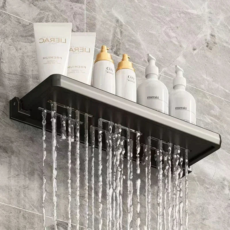 Bathroom Shelves Wall Mounted Foldable Shelf Waterproof Metal Shower