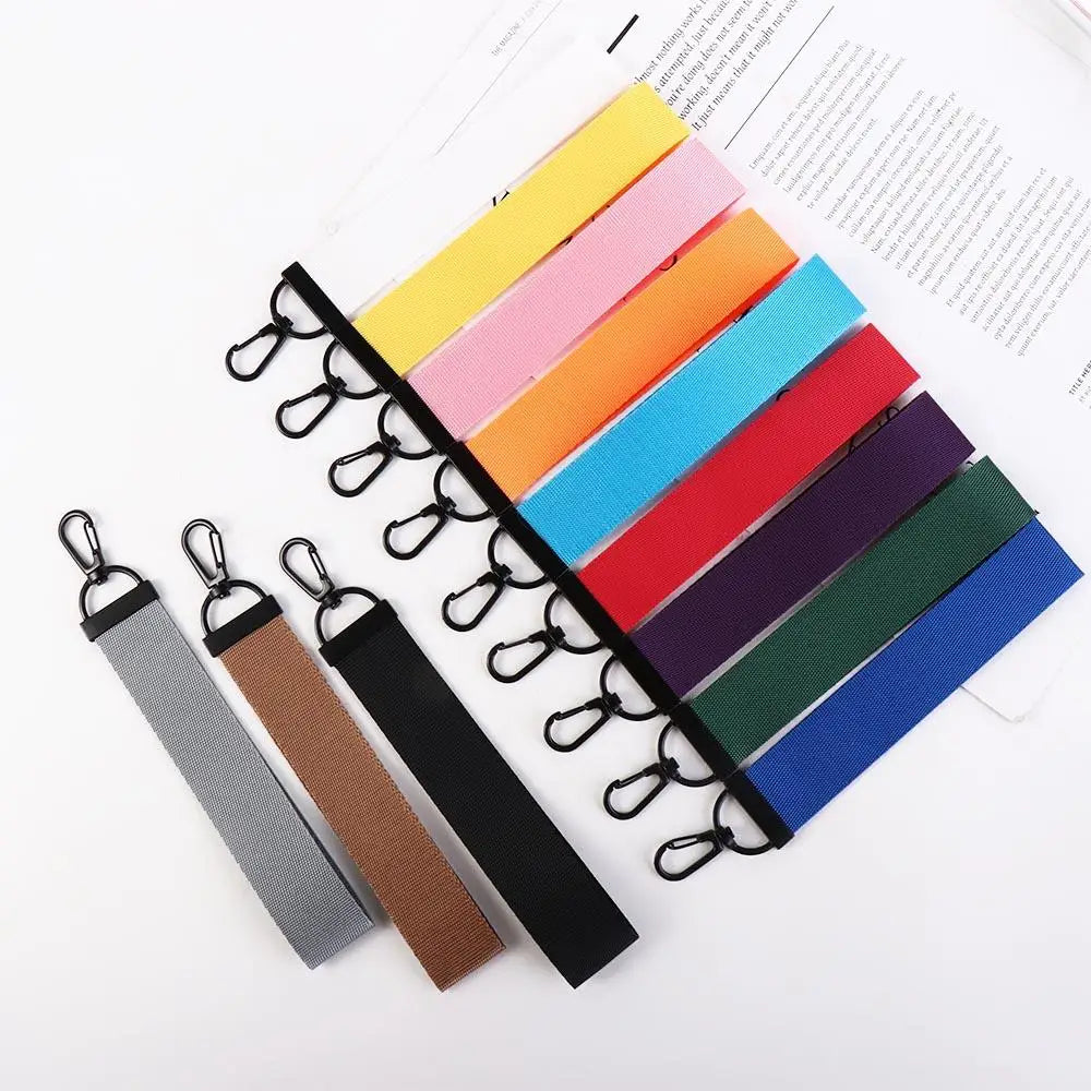 Women Solid Colors Car Keyring Bag Charms Ribbon Rope Keychain Zpaxo