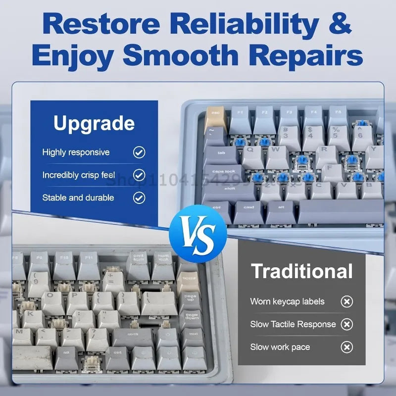 100Pcs Blue Keyboard Switches, 3-Pin Clicky Tactile Mechanical Keyboard Switches, Complete DIY Replacement Kit with Switch Pulle Zpaxo