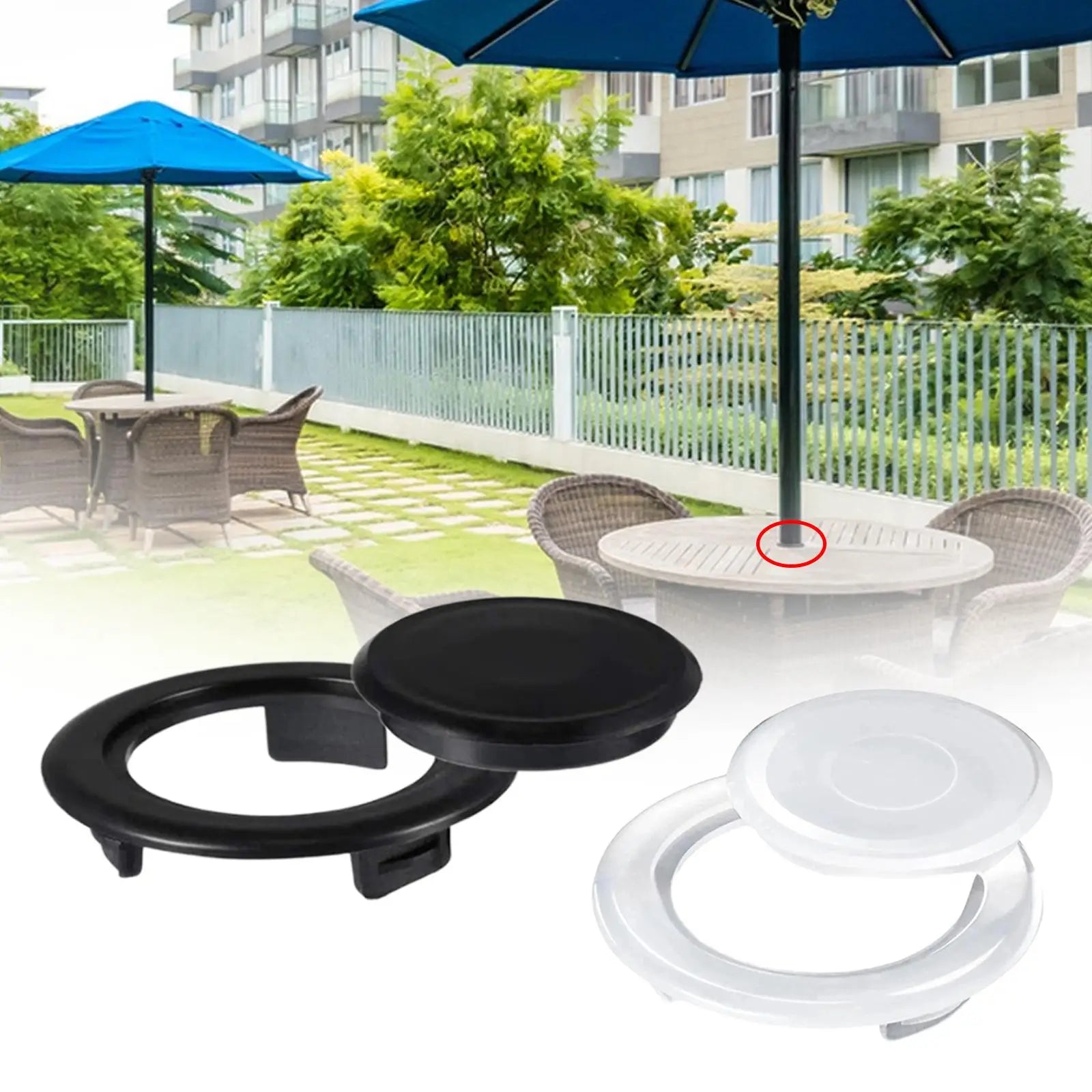 Table Umbrella Hole Ring and Cap Replacement Parts Umbrella Hole Ring Plug Set for Summer Garden Outdoor Activities Courtyard Zpaxo