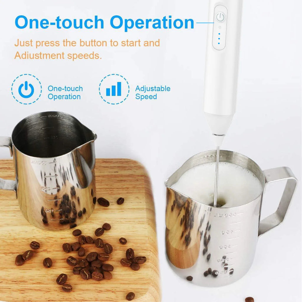 3 Speeds USB Rechargeable Mini Milk Frother Electric Coffee Foam Maker Handheld Egg Beater Mixer Blender Zpaxo