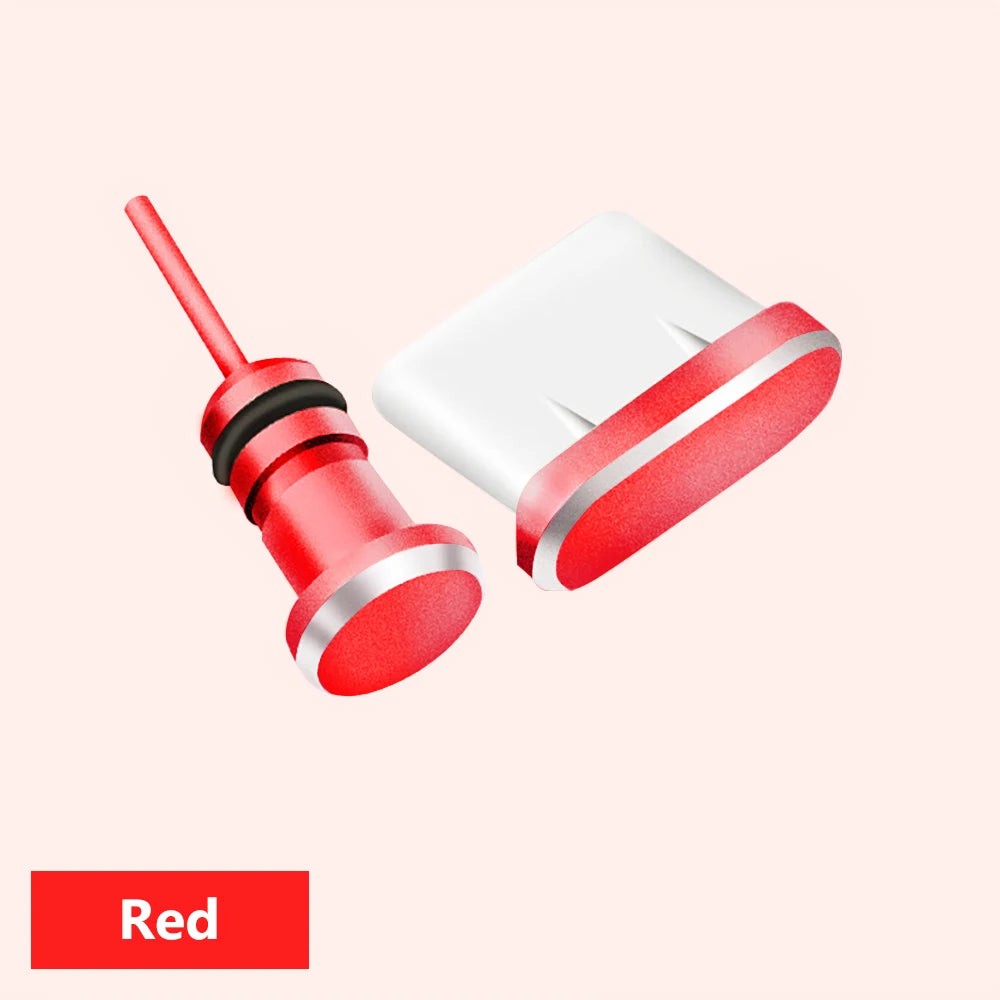 Type C Dust Plug Protects Charging Jack Opening SIM Card Pin Combo For Phone Charging Port Office Home Device Care Port Cover Zpaxo Red