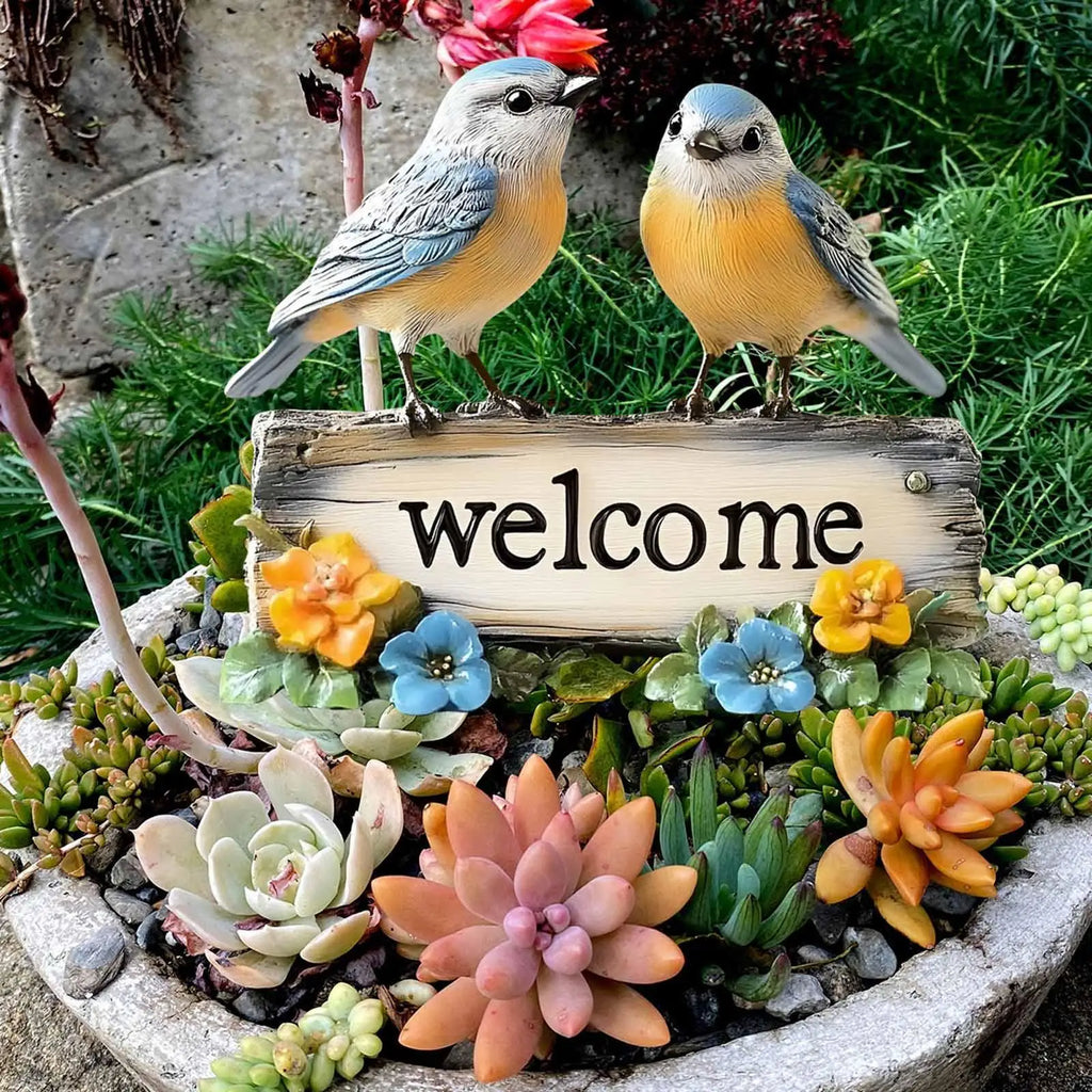 Flat Welcome Bird Yard Sign PVC Garden Decoration Animal Stake Figure Zpaxo