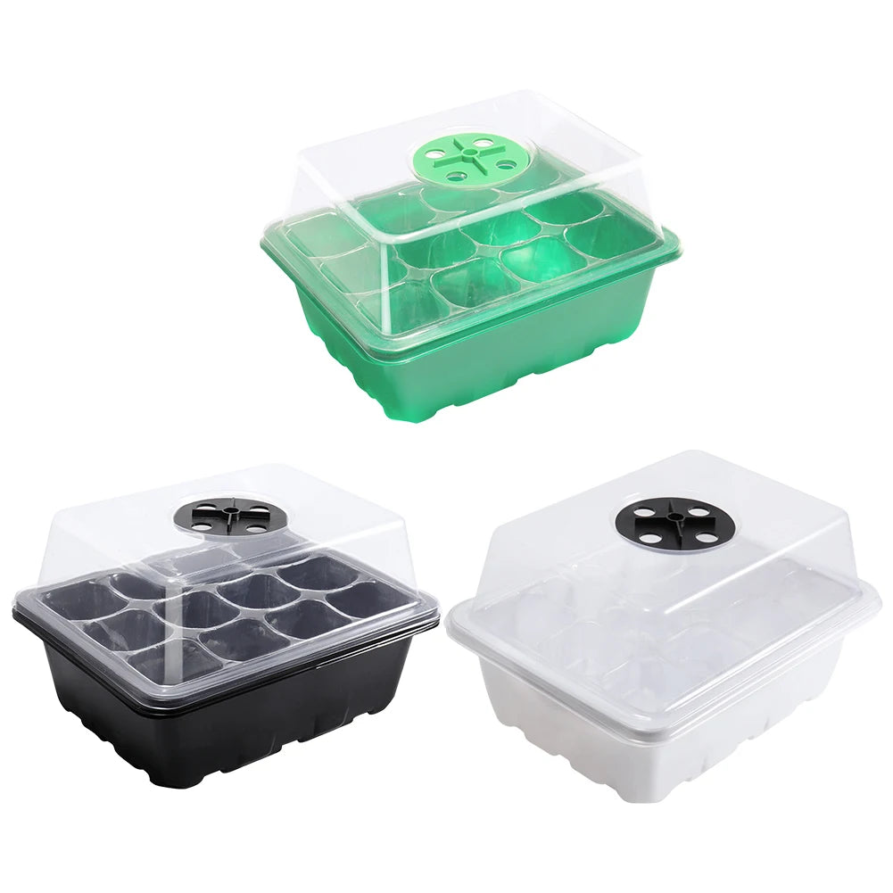 12 Holes Seed Starting Tray Humidity Dome Starter Stackable Mini