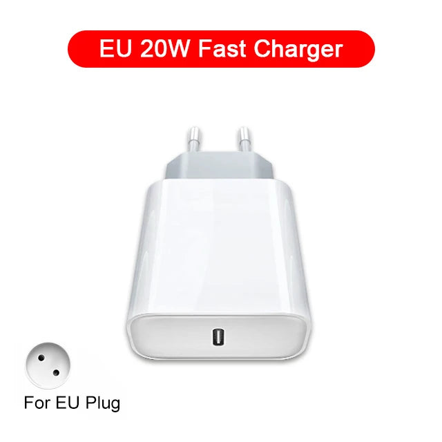For iphonePD 20W USB Phone Charger Fast Charger for iPhone iPad Samsung OnePlus Wall Quick Charge Adapter TypeC Cable EU/US Plug Zpaxo