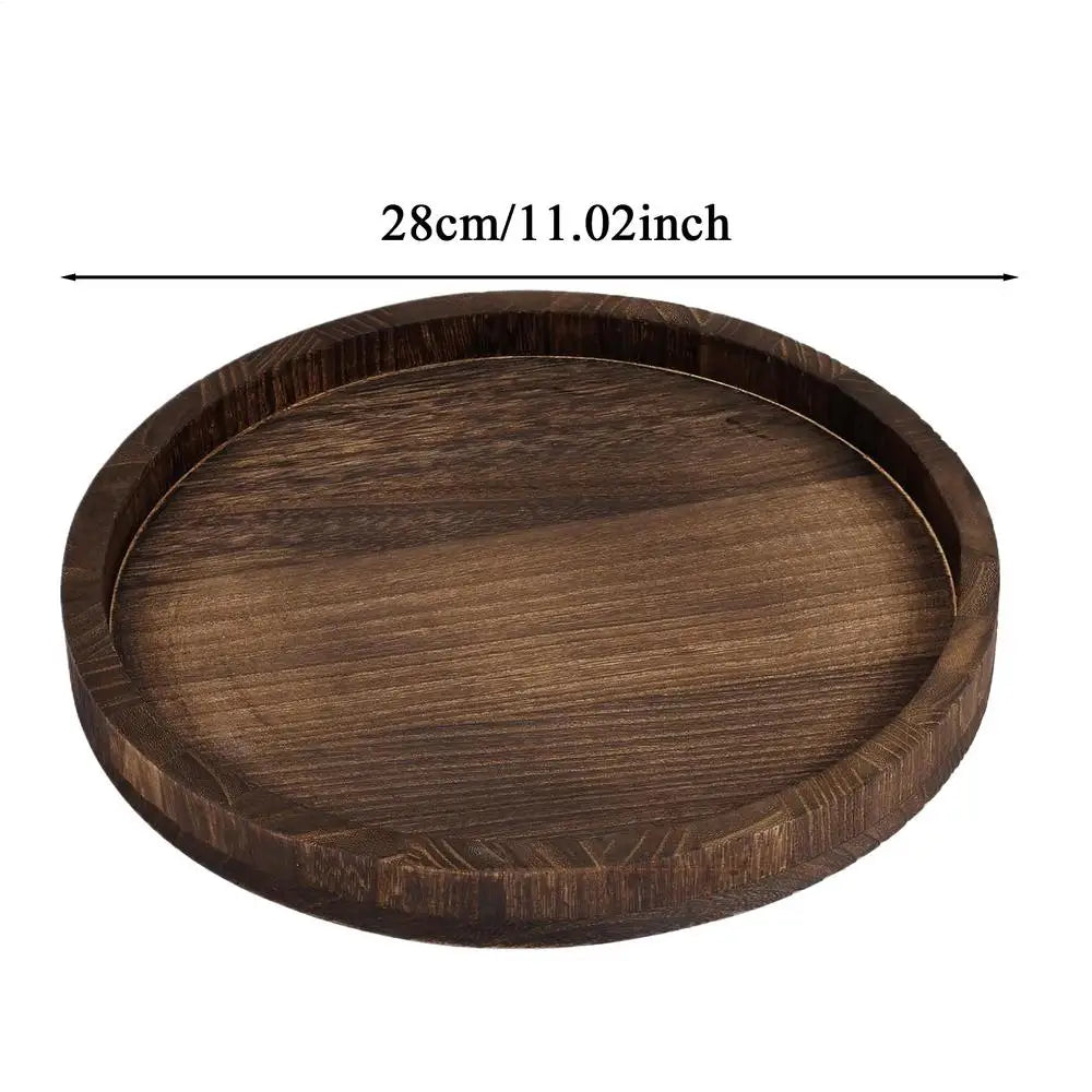 Table Wood Tray Rustic Wooden Display Stand Candle Plate Holder Soap