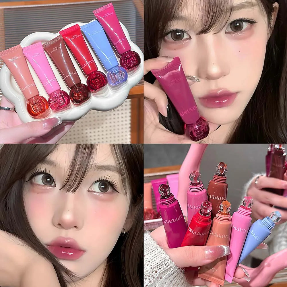 Korean Glass Lip Glaze Moisturizing Crystal Round Head Water Light Translucent Lip Gloss High-Shine Natural Lip Tint Cosmetics Zpaxo