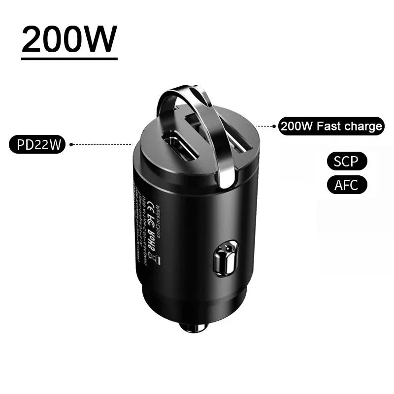 Car Mounted Dual Port Mini USB Charger Ultra Fast Charging Cigarette