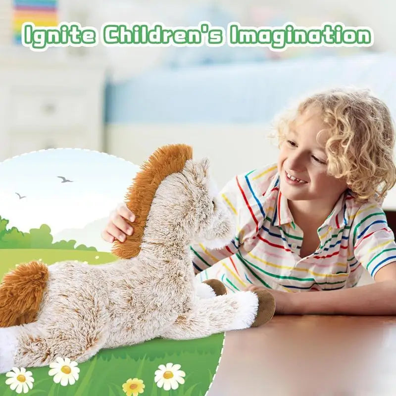 Stuffed Horse Plush Toy Realistic Horse Toy Huggable Cute 21inch Pillow Collectors Display Educational Adorable For Kids Girls Zpaxo