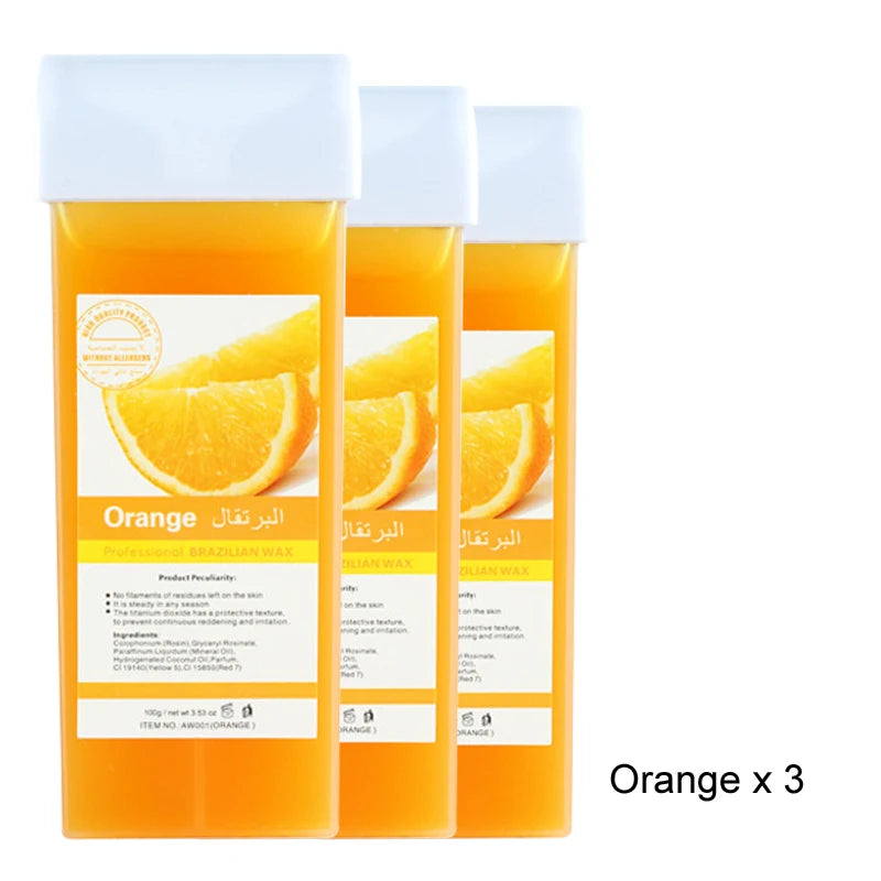 Roll-On Soft Wax Refill Kit – Body Hair Removal Wax Cartridges Depilatory Wax Kit Zpaxo 072-OrangeX3