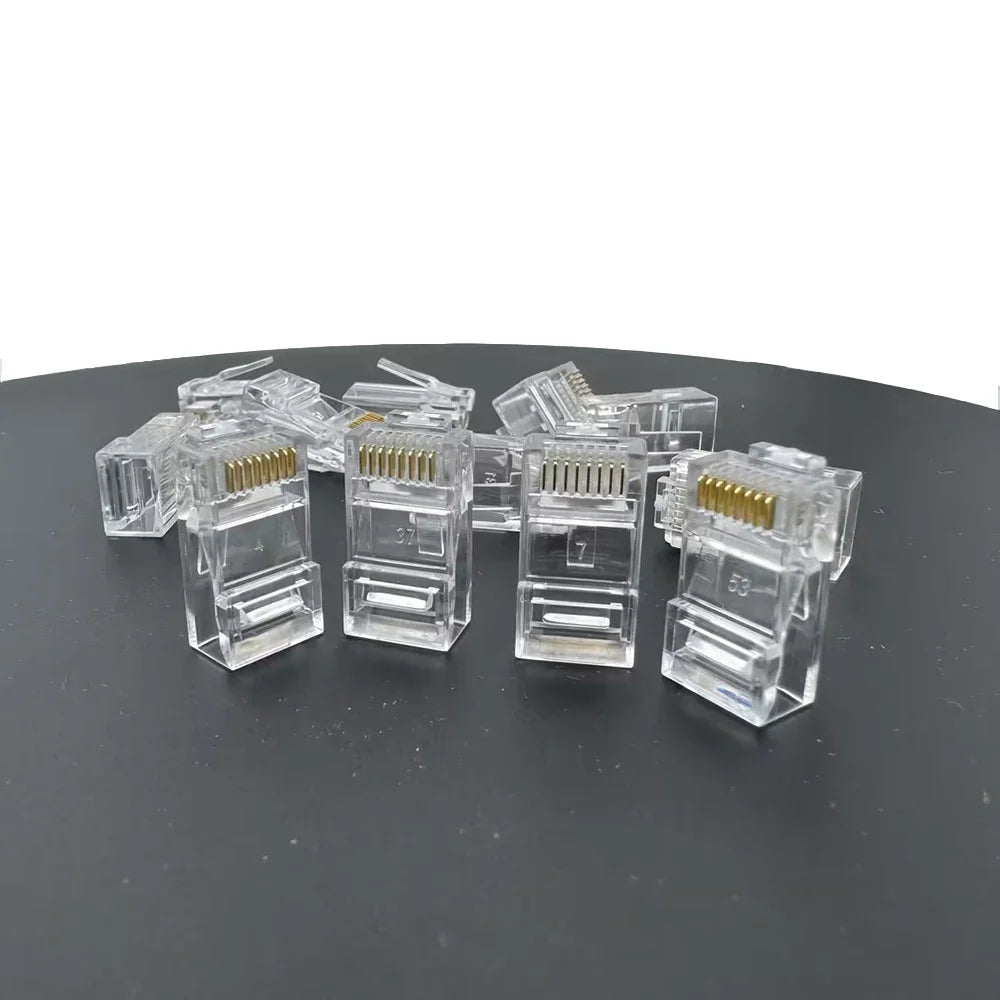 100pcs/set RJ45 Cat6/Cat5e Connectors Crystal End 8P8C Crimp UTP Standard Ethernet Network Modular Plug No Pass Through Zpaxo