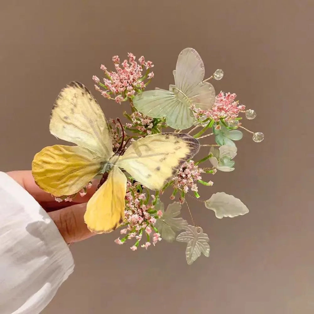 Elegant Plastic Flower Hair Clip Romantic Side Hairgrips Butterfly Zpaxo D