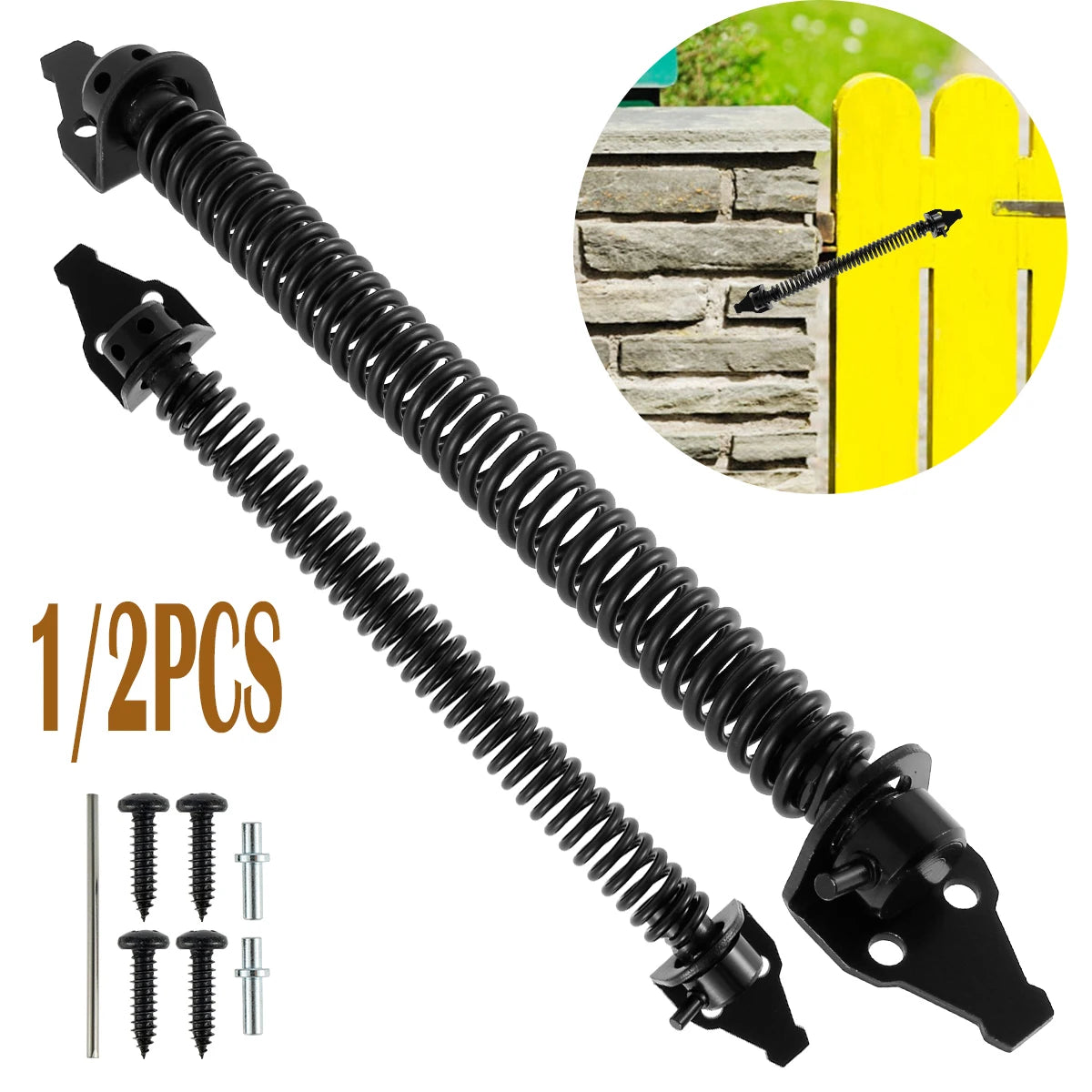1/2PC Garden Gate Spring Closer 8inch Universal Automatic Gate Spring Metal Fence Gate Spring Closure Rust-Proof Door Outdoor Zpaxo