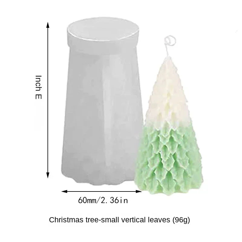 3D Tree Shaped Candle Silicone Mold Xmas Pine Molds Making Wax Soap Zpaxo A