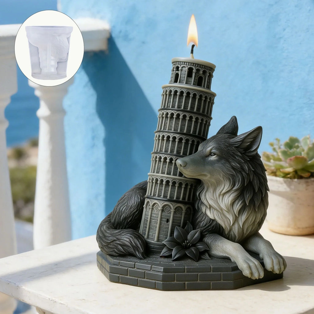 3D Gothic Wolf & Leaning Tower Silicone Mold – Candle & Resin