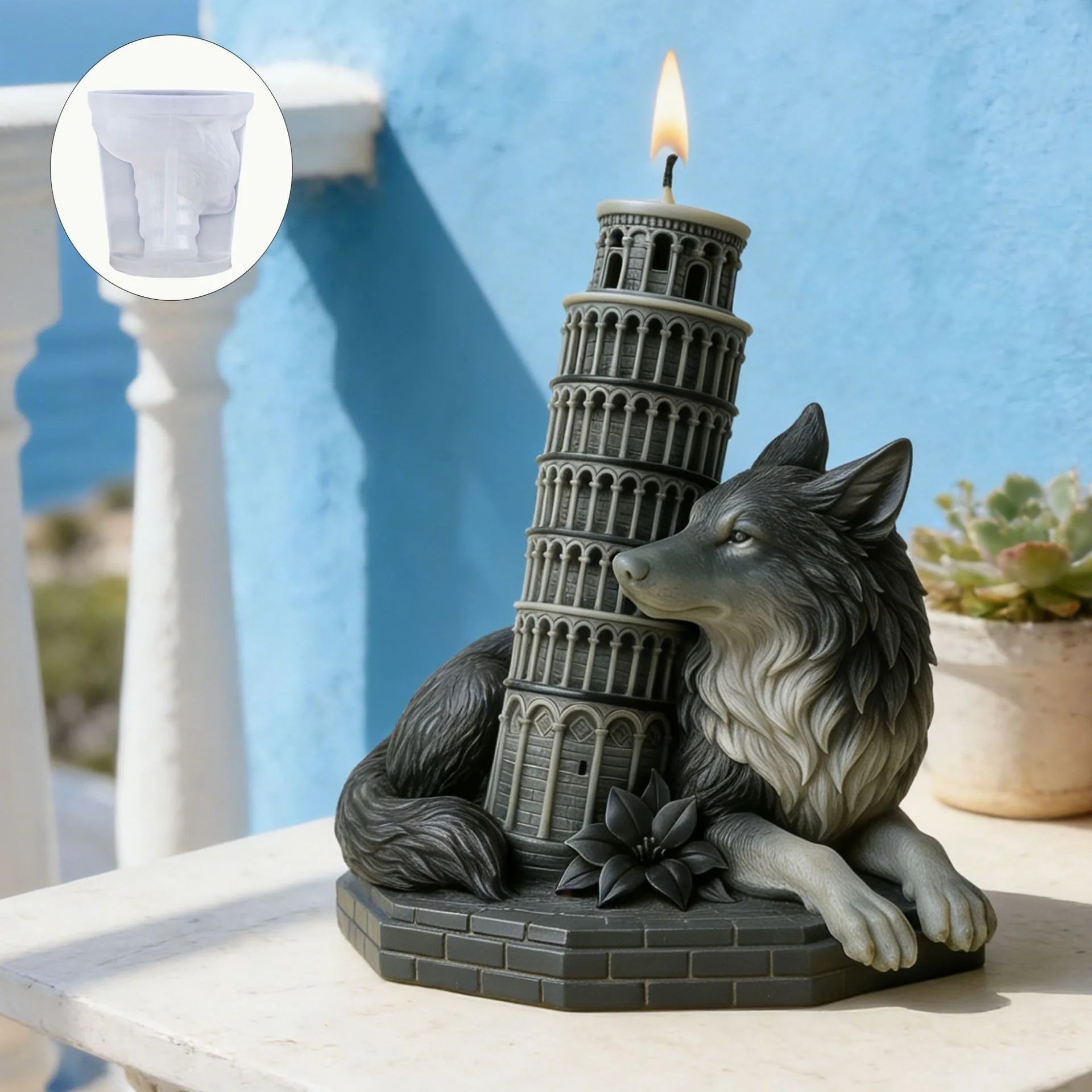 3D Gothic Wolf & Leaning Tower Silicone Mold – Candle & Resin