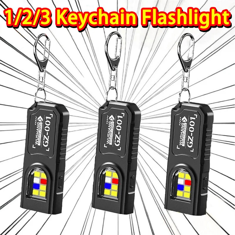 Mini COB LED Keychain Flashlight – USB-C Rechargeable, 5 Modes LED Keychain Flashlight Zpaxo