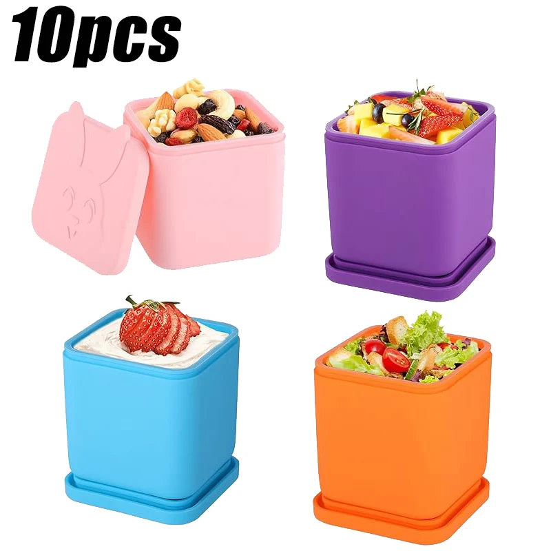 Silicone Lunch Box Sauce Divider Cup Lid Square Small Fits Most Bento