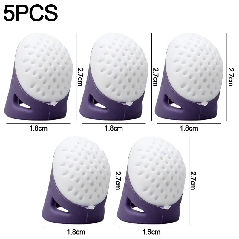 Silicone Thimbles Finger Tips Protector Anti-Slip Finger Covers Hand Cross-stitch Sewing DIY Tools Household Sewing Accessories Zpaxo 5PCS-Purple