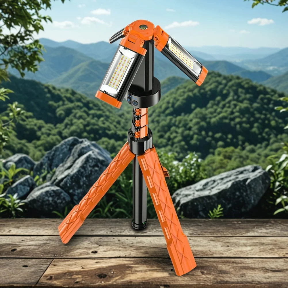 Folding Camping Light LED Work Telescoping Stand Rechargeable Lantern