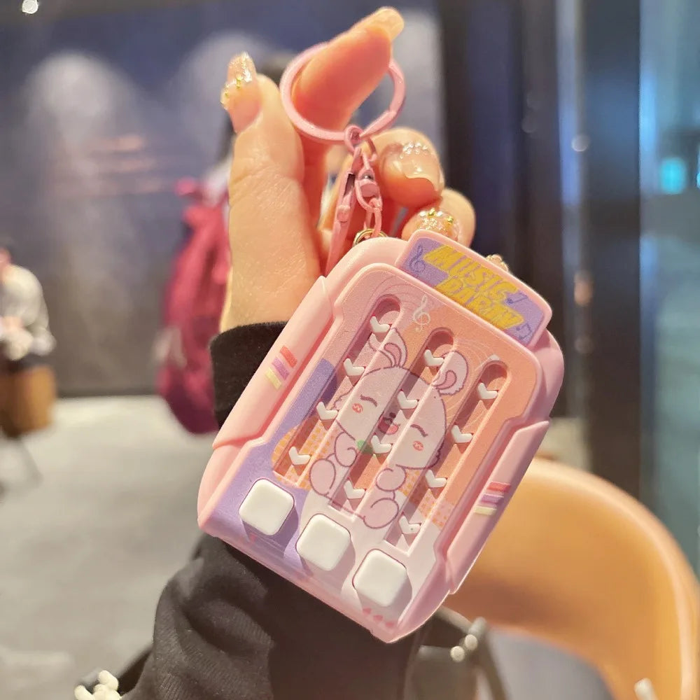 Cartoon Dancing Machine Keychain Rhythm Game Light Up Puzzle Solving Pendant Bag Charm Stress Relief Musical Challenge Keychain Zpaxo Pink