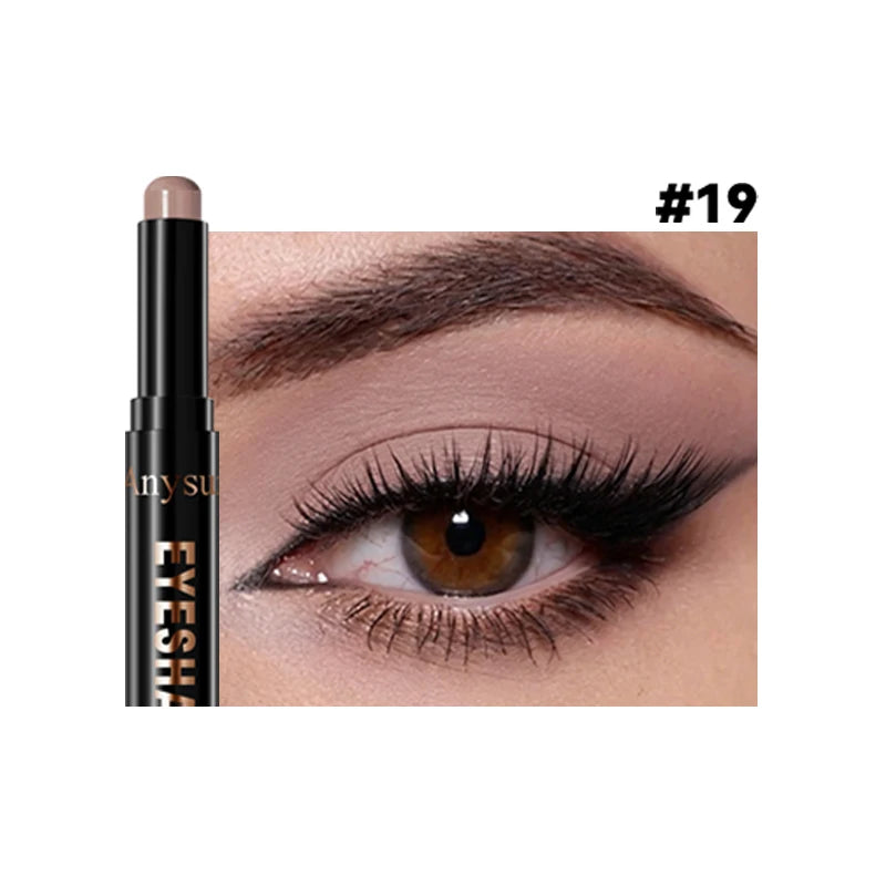 Pearl Metallic Eyeshadow Stick Sparkle Highlight One-Swipe Lazy Eye Shadow Highlighter Brightener Bold Multicolor 3D Eyes Makeup Zpaxo 19
