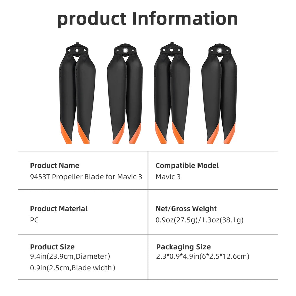 2 Pairs 9453T Propeller Quick Release Foldable Props Blade Light