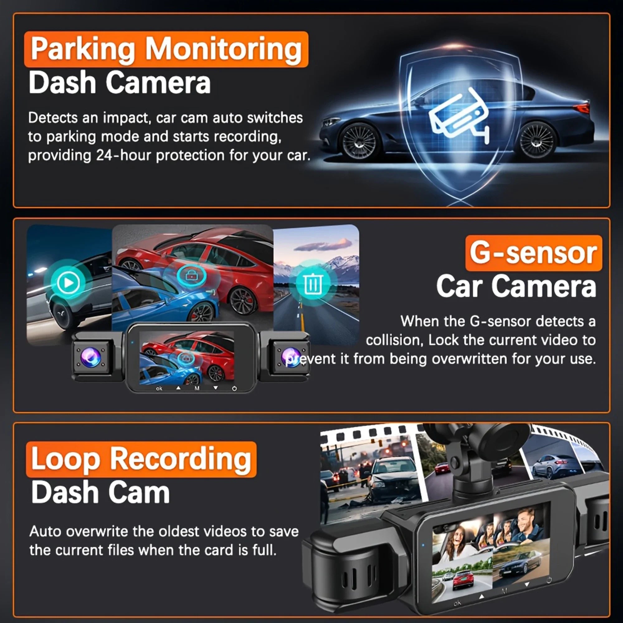 4 Channel Car Dash Cam Wifi FHD 1080P Black Box Night Vision Loop Zpaxo