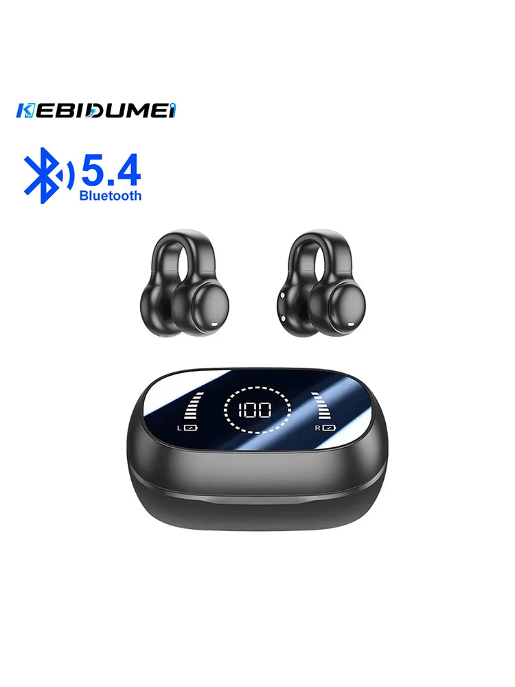 KEBIDUMEI Bluetooth 5 4 Headphones Mirror Digital Display Ear Clip