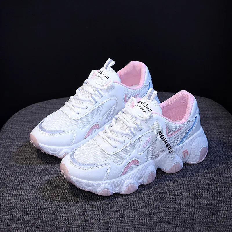 CINESSD 2023 Trendy Mesh Platform Sneakers Leather Shoes Breathable Zpaxo