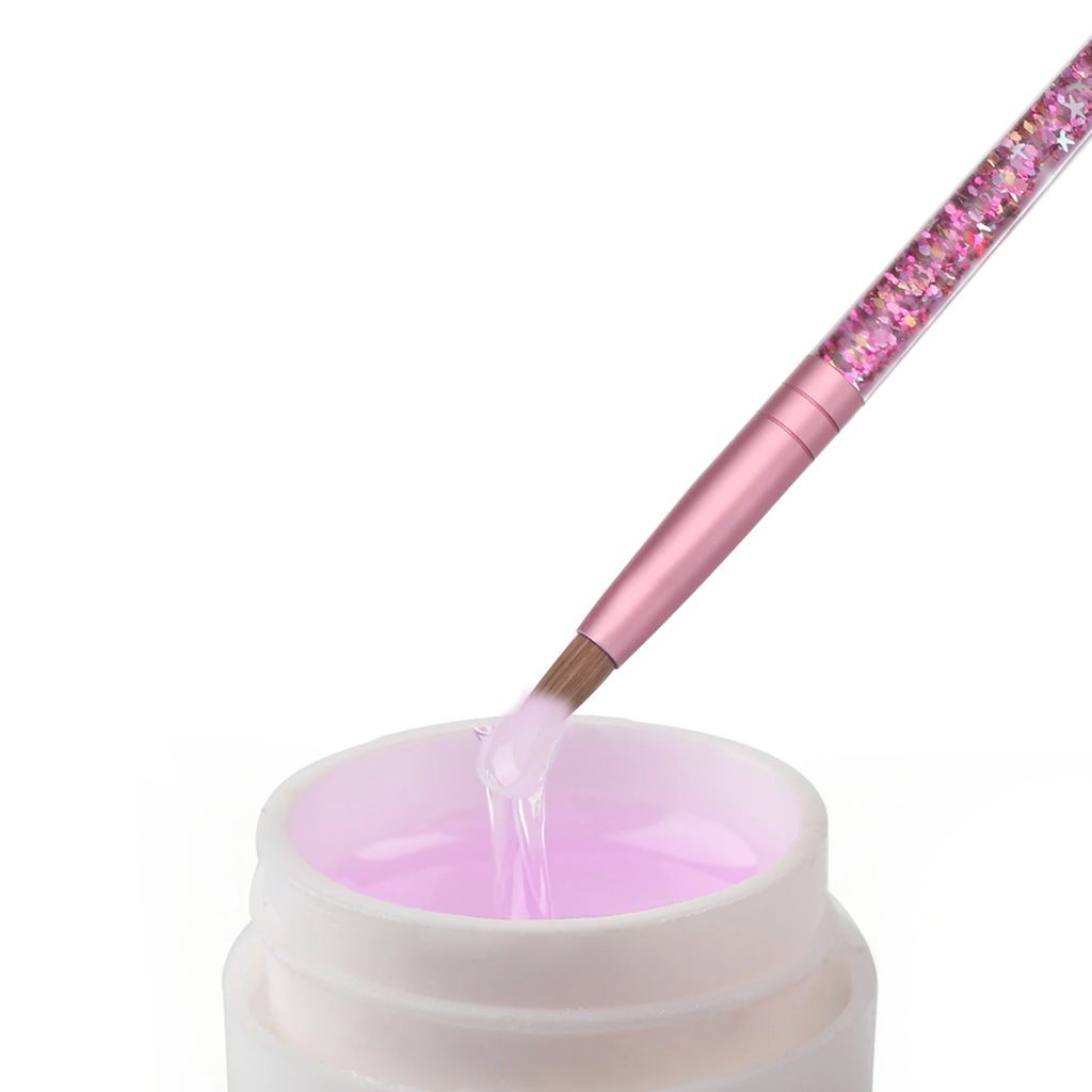 Acrylic Nail Brush Pure Kolinsky Hair Powder Round Shaped Pink Liquid Zpaxo