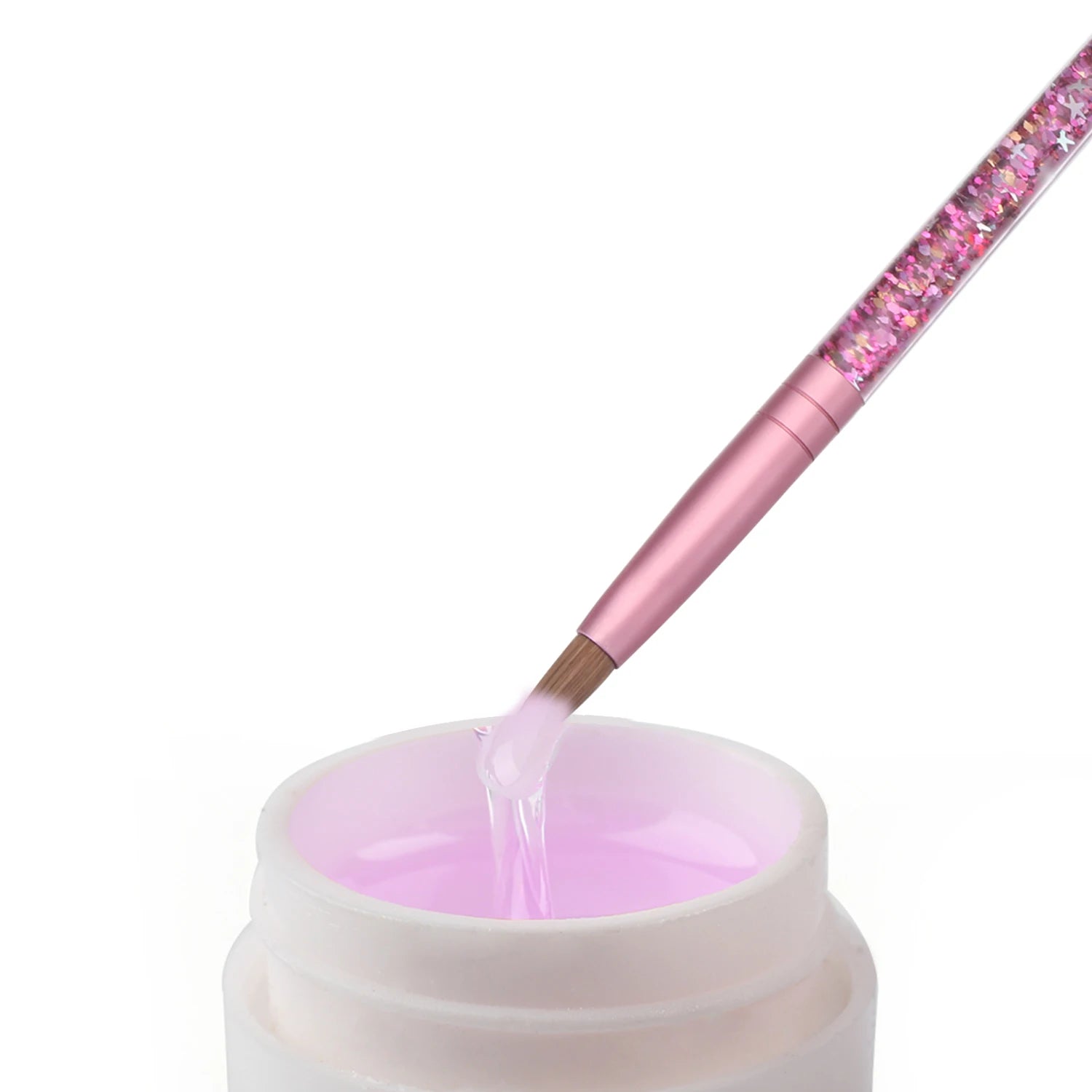 Acrylic Nail Brush Pure Kolinsky Hair Powder Round Shaped Pink Liquid Zpaxo