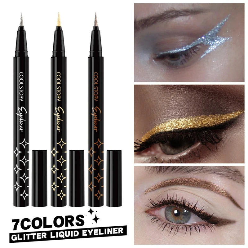 7Colors Glitter Eyeliner Long Lasting Eyeshadow Eyeliner Waterproof Liquid Eyeliner Non-smudge Holiday Parties Makeup Cosmetics Zpaxo