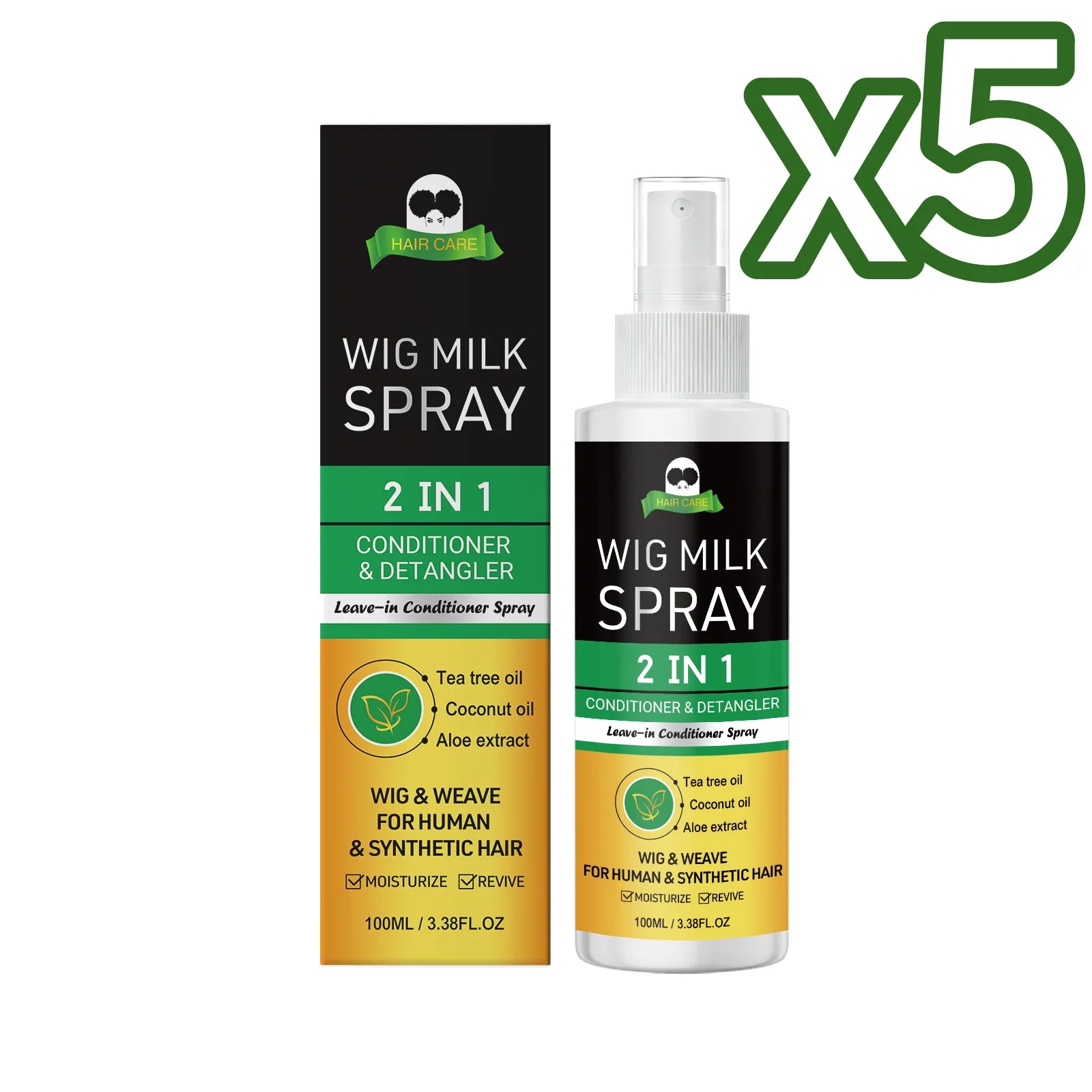 2-in-1 Wig Milk Spray Anti-Frizz Leave-In Conditioner 100ml Wig Conditioner Spray Zpaxo 100ml Boxed X 5PCS