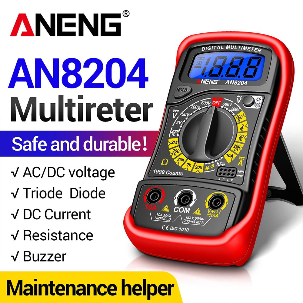 ANENG AN8204 Multimeter AC DC Voltage Current hFE Triode Buzzer