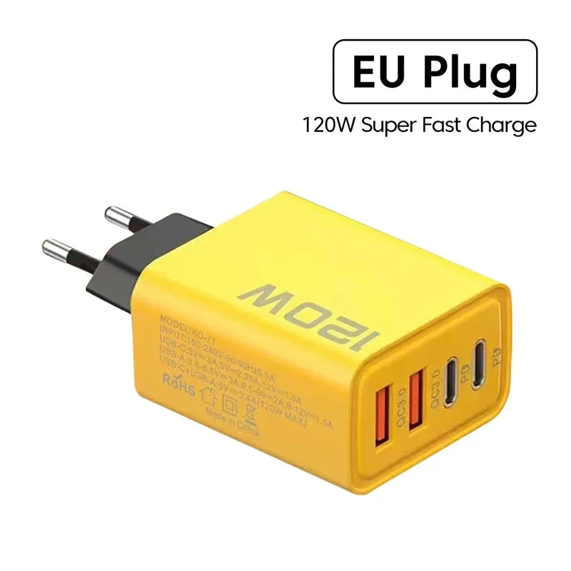 120W USB Fast Charger 4 Ports PD Quick Charging 3 0 C EU US Plug Zpaxo EU Plug