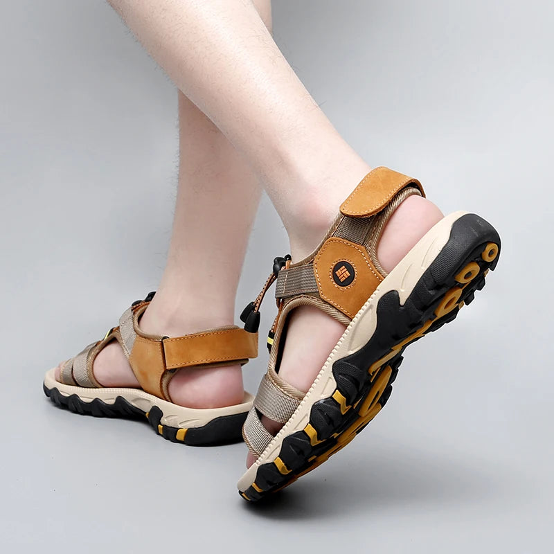 Summer Men Sandals Leather Mens Casual Shoes Outdoor Beach Roman