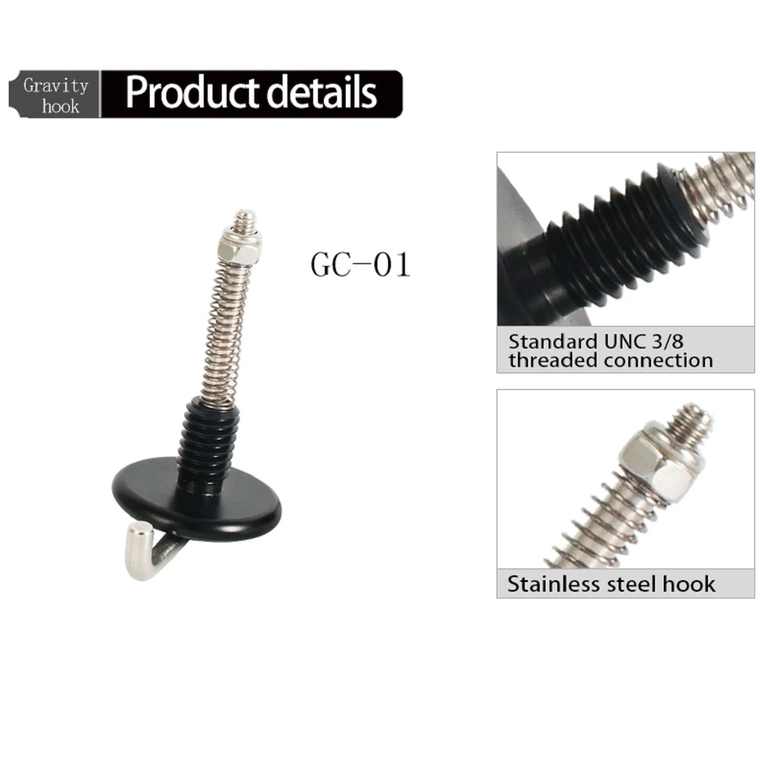 Tripod Center Shaft 3 8 Screw Gravity Stabilized Weights Hook Metal