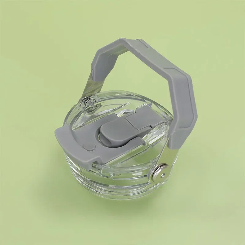 30oz Plastic Transparent Cup Lid with Handle Spill Proof Replaceble Tumbler Flip Straw Lid Sealing Bottle Cover for Stanley Hot Zpaxo gray